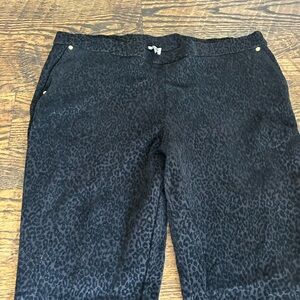 NWOT Anne Klein Women’s XL Black Trouser Leopard Velvet Dress Pants Business